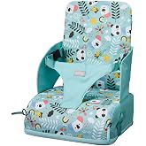 Nuby Folding Baby Booster Seat with Pocket, 6 Months, Blue | Foldable, waterproof and easy to clean, with pocket and 3-point
