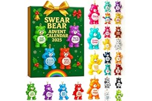 MRGIINR Swear Bear Advent Calendar 2025,Myideaglobal.My 24 Days Christmas Countdown Calendar 2D Animal Decor with Sass and Swear Words,Holiday Humor, Attitude, And Mischief Gift (swear bear)