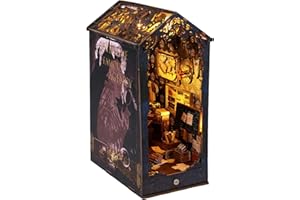 MAMAMAX Puzzle 3D Bois Kit de Coin de Livre Bricolage Maquette de Maison Book Nook avec Lumière LED Kit pour Étagère Serre-Livres Décor Bureau Maison Cadeaux pour Enfant Anniversaire Fête