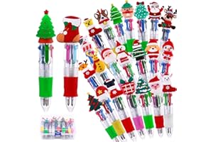 XIMISHOP 24 Stück Weihnachten Mehrfarbiger Kugelschreiber,4-in-1 Cartoon 0,7mm Kugelschreiber Niedliche Lustige Stifte Weihnachten Ballpoint Pen Für Büro Studenten Schulbedarf Kinder Geschenk