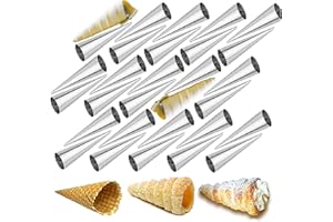 Chikanb 30 Pezzi Stampi Crema da Pasticceria in Acciaio Inossidabile Coni dritti - Grandi Dimensioni Cornetti alla Crema Conica Spirale per Cucina Cannoli, Croissant, Laminate, Torta, Gelato #3