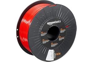 Amazon Basics Filamento para impresora 3D, tereftalato de polietileno (PETG), 1.75 mm, cinta de 1 kg, rojo