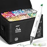 Ohuhu Coloring Pens 200 Colors - AP Certificated Double Tipped Art Marker Set for Artists Adults Coloring Sketch Illustration