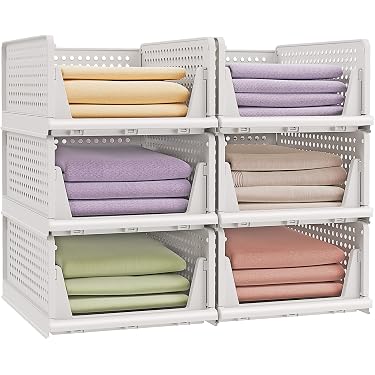 10 Organisateurs De Vêtements Pour Tiroir Ou Armoire - Blanc, 33x26x10,5 Cm - 4 Compartiments, Empilables - Gain De Place