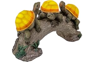 TERESA'S COLLECTIONS 30cm Decoration Jardin Exterieur Tortue d'énergie Solaire, Lot de 3 Figurines de Tortue Lumières LED, Statue Tortue en Résine pour Pelouse Patio, Cadeau Maman