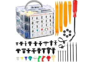 Uolor 925 Pcs Rivet Clips Plastique, Rivet Plastique Fixation de Protection, Clips Voiture Noir Universel pour Auto Voitures Panneaux de Portes avec Boîte De Rangement et Outil de Démontage