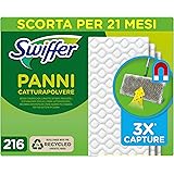 Swiffer 216 Panni Catturapolvere, in Microfibra Dry, Panni Cattura Sporco, Ottimo per Tutti i Tipi di Pavimenti e per i Peli 