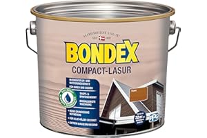 Bondex Compact Lasur TEAK 2,5 L für 32,5 m² | Wasserbasierte Holzlasur | Intensiver Wetter- und UV-Schutz | 2 in1 Aqua + Komfort Technologie | Streichen ohne Grundierung | Seidenmatt | Geruchsarm