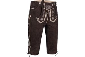 PAULGOS Herren Trachten Lederhose + Träger, Echtes Leder, Kniebund Übergröße in 4 Farben Gr. 44-72