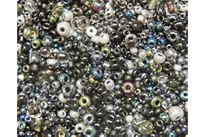 PERLIN 3000 cuentas de cristal de 2 mm, 3 mm, 4 mm, redondas, con agujero, tamaños y colores surtidos, pequeñas (negro)
