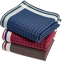 Fazzoletti Di Tessuto Uomo 100% Cotone - 3 Pezzi 45x45cm, Assortiti, Confezione Regalo