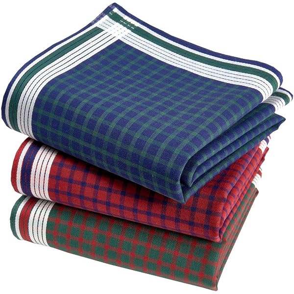 Lot De 3 Mouchoirs En Coton Pour Hommes - 43x43 Cm, Motif à Rayures Et Carreaux - Hrippy - 11