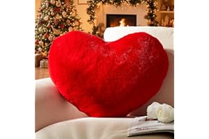 Yhoelata Cojin Corazon Rojo,Cojin de Peluche en Forma de Corazon, Cojines De Sofa De Felpa, Cojines De Cama, Decoracion De Dormitorio Infantil, 38 x 48 cm