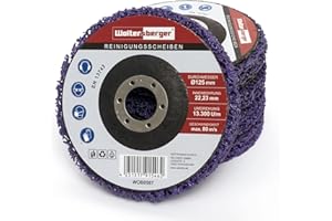 Woltersberger® 5 discos de limpieza gruesos de 125 mm de diámetro CSD disco para la amoladora CBS de nailon lila | púrpura para amoladora angular Pulido Disco limpieza