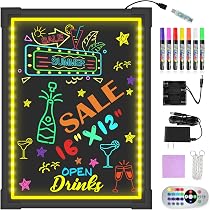 Hosim LED Werbetafel 30cm x 40cm Leuchtende LED Schreibtafel mit ...