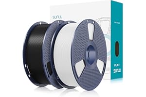 SUNLU Filament PLA+ 1,75 mm 2 kg, filament PLA Plus do drukarek 3D, trwalszy i trwalszy filament do druku 3D, dokładność rozmiaru +/- 0,02 mm, 2 szpule (czarny + biało-nowy)