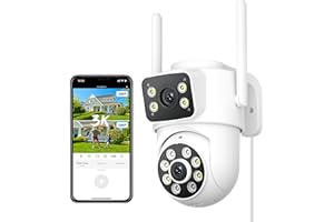 Reobiux 6MP Dual Lens Outdoor Security Camera, 3K WiFi CCTV Camera with 360° Coverage, 30M Color Night Vision, Motion Tracking, Two-Way Audio, IP66, Works with Alexa