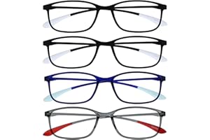 ‎OPULIZE OPULIZE Ice RRRR61-1137 +1.00 Reading Glasses Pack of 4 Ultralight Frame Scratch-Resistant Matte Black Crystal Blue Crystal Grey Men Women