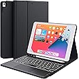 Earto iPad 9th Generation Case with Keyboard, 7 Color Backlit, Multi-Touch Trackpad, Built-in Pencil Holder, 2 Bluetooth Channels, Flip Stand Keyboard Case for iPad 9th/8th/7th Gen 10.2”, Black