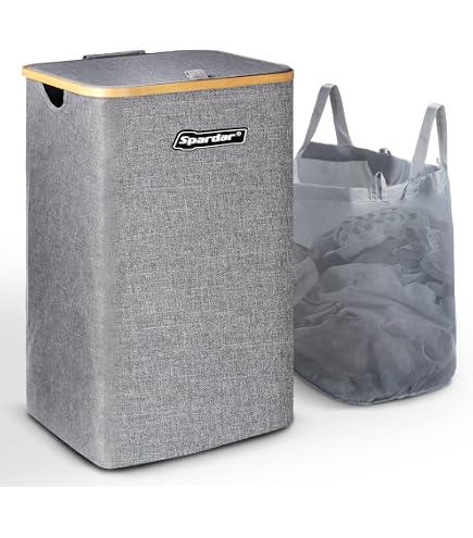 BrilliantJo 78L Grand Panier à Linge, Sac à Linge Pliable avec Poignées en Corde Poubelle de