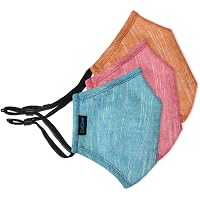 OxiClear Handloom Linen N95 Anti Pollution Face Mask, Washable & Reusable (Pack of 3 - Combo 2)
