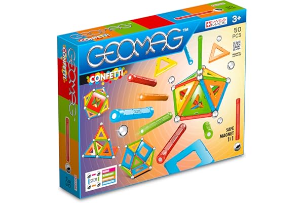 Geomag Classic Confetti 50 Pièces Jeu de Construction magnétique pour Enfants, Cadeau pour garçons et Filles de 5 6 7 8 9 10 11 12 13 Ans, constructions magnétiques, Jeux pour Enfants