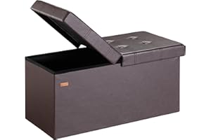 CASARIA® 100L Storage Bench | Foldable Footstool | Fabric Ottoman with Lid | 300kg Load Capacity | Comfortable Padding | Versatile Use for Living Room, Bedroom, or Hallway | Brown