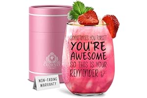 CROWNLY CRYSTAL® Gift for Women Personalised Wine Glass Gin Glass Gifts Colleagues Wine Glass Friends Gifts Birthday Gifts Best Gift Idea