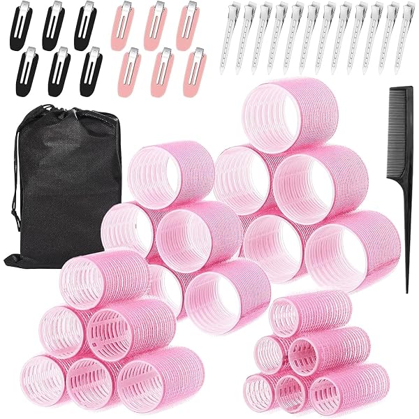 33-teiliges Lockenwickler-Set – 44/36/25 Mm, Pink, Mit Klammern & Flechthilfe