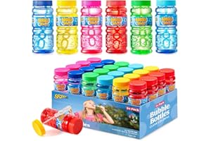 Sloosh 24 Pack sortierte Farben Seifenblasenlösung Flaschen mit Zauberstab (4 Oz/118ml) für Kinder Seifenblasenspielzeug Sommer Seifenblasenspaß Aktivität, Ostern, und Sortiment Party Favors