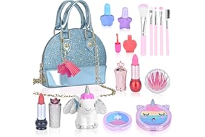 AIKMI Girl Toys for 6+ Kids Makeup Sets for Girls, Washable Real Makeup Kit and Little Girl Purse, Unicorn Toys for Kids Play Fancy Dress Makeup Christmas Birthday Gifts Girls Toys