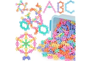 NiToy Schneeflocken-Verbindungsbausteine 300 Stück für Kinder ab 3 Jahren, mehrfarbige Kunststoff-Bausteine für frühes Lernen und Kreativität, STEM-Spielzeug mit Tragetasche