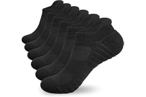 Benirap Trainer Socks Men Women, 6 Pairs Anti Blister Ankle Socks Cushioned Running Socks Breathable Cotton Socks for Waking Hiking Cycling Sports Work