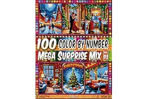 100 Color by Number - Mega Surprise Mix - Vol. 03: 100 Designs in Pixel Art - Joyful Christmas Scenes With Warm Festive Moments