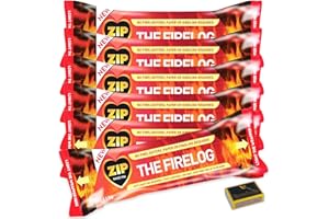 ZIP & TIGERBOX 9 X ZIP Firelog. Instant Smokeless Fuel - DEFRA Approved! Fast Lighting Clean Burning, Easy, Cosy Fire for up to 90 Minutes & Tigerbox Safety Matches