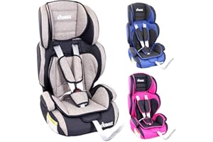 KIDIMAX® Autokindersitz Kindersitz Kinderautositz, Sitzschale, universal, zugelassen nach ECE R44/04, in 3, 9 kg - 36 kg 1-12 Jahre, Gruppe 1/2 / 3 (Grau)