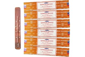 Satya Nag Champa Sandalwood Incense Sticks | x6 pack | with SAMASIA incense sticks holder | Used for Aromatherapy, Spa, Yoga, Weddings, Meditation, Healing, Positivity and Relaxation