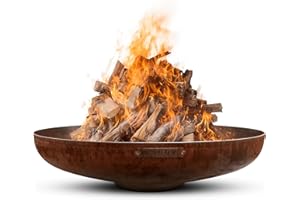 MOODZ OUTDOOR LIVING Moodz Brasero 100 cm en Acier Corten – Bol à Feu Extérieur pour Le Jardin – Brasero de Terrasse avec Grille de Cuisson Optionnelle – 100x100x21 cm