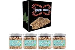 Goomp Copeaux de Bois pour Pistolet à Fumer,Bois Cocktail Cheminée Fumoir 4 Copeaux de Bois Comprenant du Hickory, du Cerisier, de la Pomme et de la Poire d'environ 3,5 oz Chacun