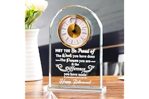 Movdyka Crystal Desk Clock Retirement Gifts for Women Men Quartz Clock Retired Presents for Colleagues Friends Sisters Going Away Happy Retirement Keepsakes for Him Leaving