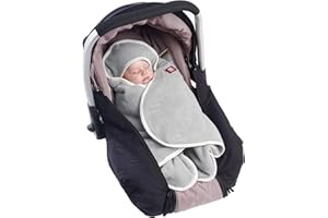 RED CASTLE, Couverture enveloppante bébé, Compatible Siège Auto/Pousette/Nacelle, Capuche couvrante, Simple Polaire, Respirant, Mi-Saison, Babynomade, Gris clair, 0-6 Mois