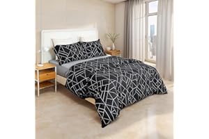 Etrexonline Juego de Funda Nórdica 4 Piezas para Cama 150 - Funda Edredón 220x240cm, Sábana Bajera 150x200cm, 2 Fundas de Almohadas 50x90cm - Microfibra Suave y Transpirable - Gris Abstracto