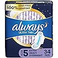Always Ultra Thin Overnight Extra Heavy Flow Pads Jumbo Pack 34 Count