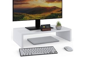 ComfortCove Monitorständer, 1-stufiger Monitorständer, Ständer für Computermonitore, Laptopständer, Computerständer, Druckerständer mit Ablagefach, ideal für Ihr Heimbüro, Weiß