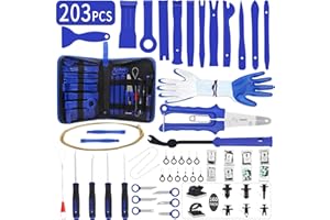 Wetado Trim Removal Tool Kit, Car Panel/Door/Audio Removal Tool Set, Auto Clip Pliers/Fastener Terminal Remover Tool, Push Pin Bumper Retainer Clip, Plastic Pry Tool Set with Storage Bag(203Pcs Blue)