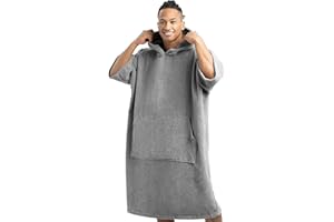 ‎HOMELEVEL HOMELEVEL Badeponcho Damen und Herren - Surf Poncho aus 100% Baumwolle - Tuch für Erwachsene - Unisex Bademantel - Badetuch mit Kapuze
