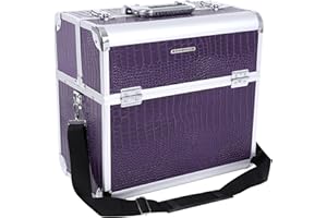 SONGMICS Grand Beauty Case Malette Coffrets boîte à Maquillage 36,5 x 22 x 35 cm Violet JBC229