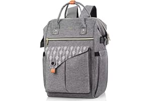 RJEU Sac à Dos Ordinateur Portable 17.3 Pouces Femme, avec USB Charging Port Sac à Dos d'affaires Sac à Dos Fonctionnel Sac a Dos PC Portable pour Loisirs, Affaire, Scolaire Gris