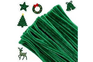 G2PLUS 200PCS Limpia Pipas Verde Tallos de Chenilla Pipe Cleaners para Niños Manualidades DIY Halloween Decoraciones Navideñas