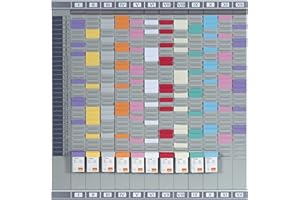 ‎NOBO Nobo T-Karten Professionales Planungsset, Wandmontage, Haftnotizen Set mit 12 Spalten & 32 Slots, Größe 1,5, enthält T-Karten, Indexspalte, bedruckte Etiketten & Etikettenhalter, 2920080